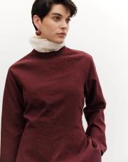 nakış detaylı fit bluz bordo 3