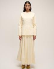 nakış detaylı fit bluz ekru