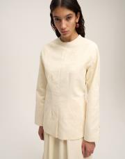 nakış detaylı fit bluz ekru 3