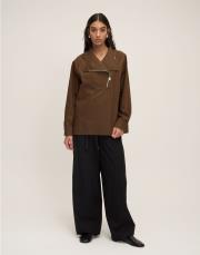 fermuarlı bluz kahve