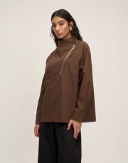 fermuarlı bluz kahve 2