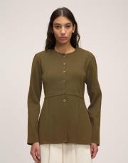 düğmeli triko hırka haki